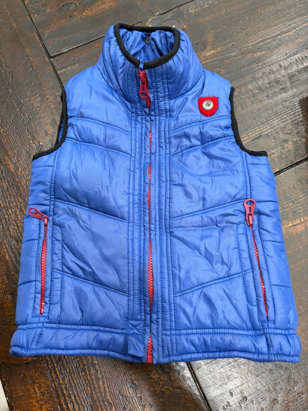 Diesel Kids Blue Puffer Vest with Red Accents